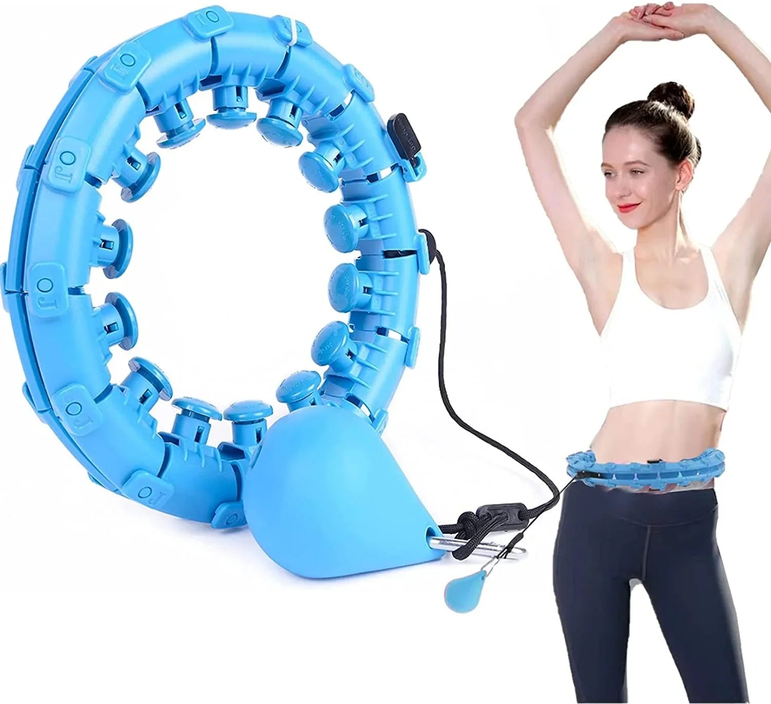 Fitlini Smart Weighted Hula Hoop - Hoop Lesté Pliable Pour Adulte - Fitness à La Maison